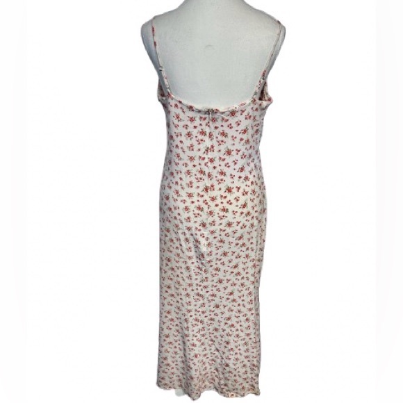 Reformation Floral Dress Medium Size 8 Red White Designer Midi Valentines - Picture 8 of 15